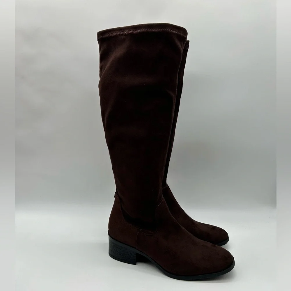 Kenneth Cole New York Stanford Brown Vegan Knee-High Boots Size 8 New With Box